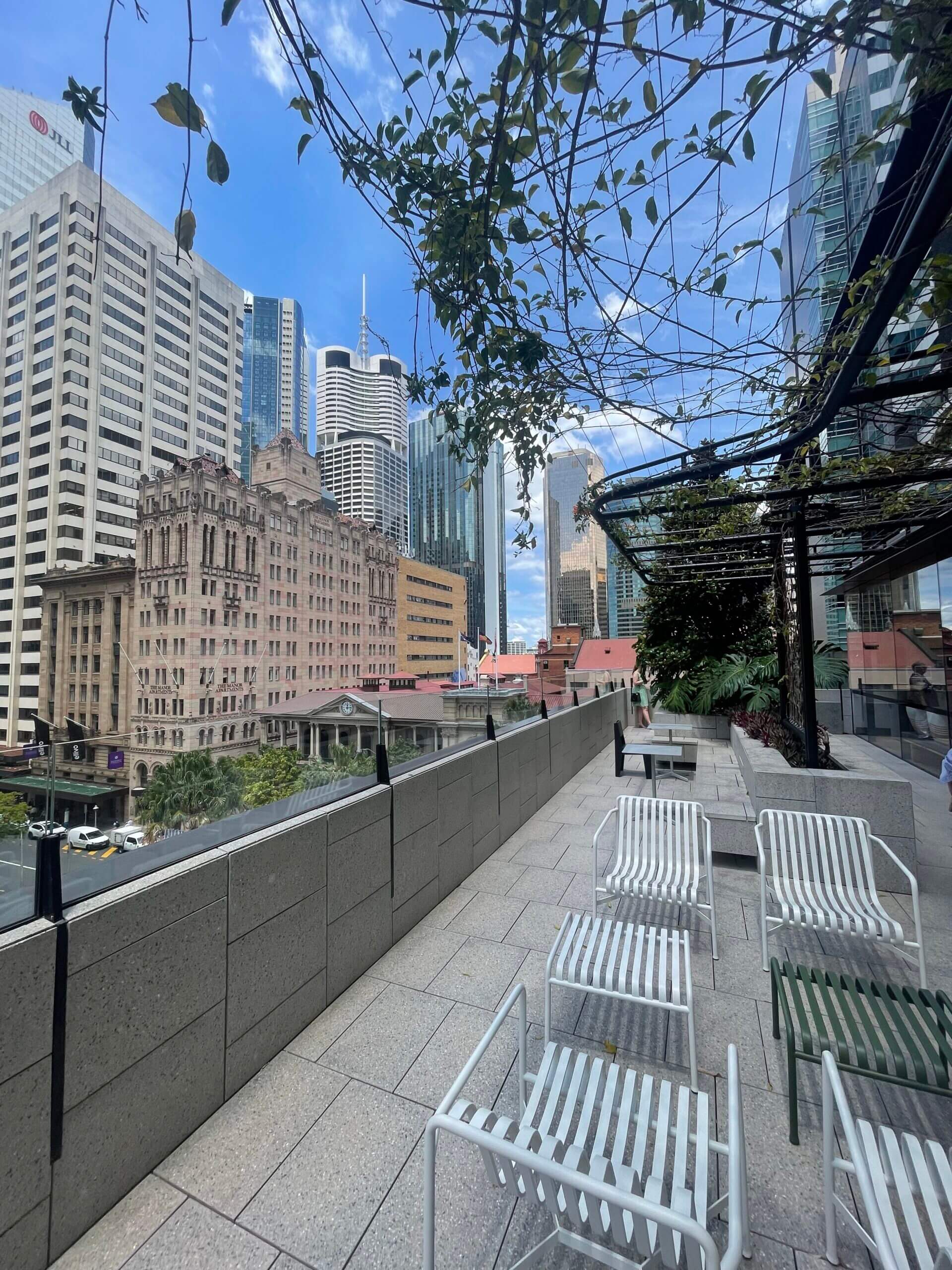 View of Brisbane city from the Workspace365 balcony.