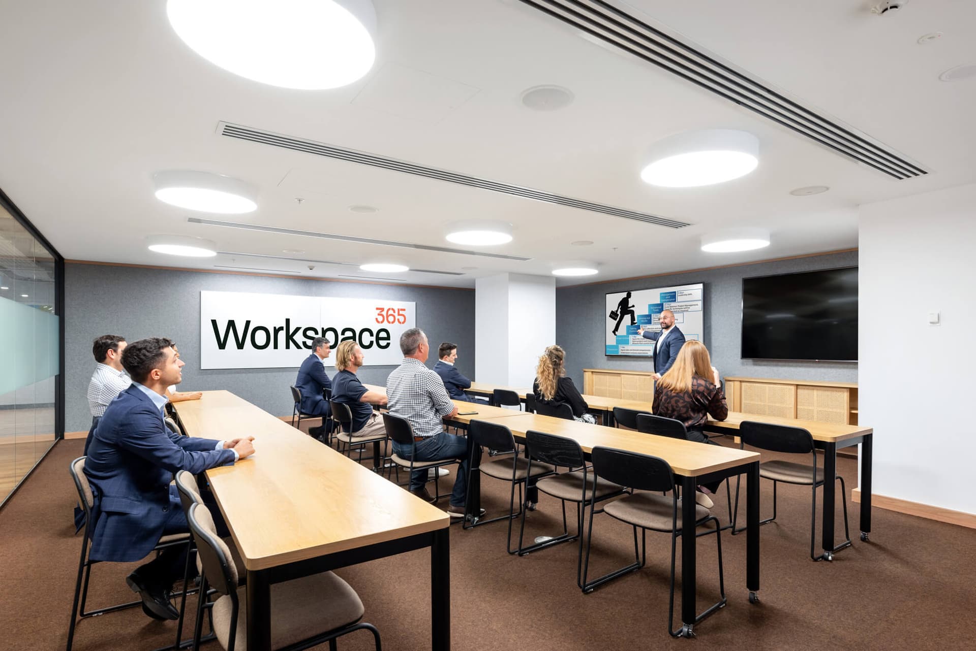 21 person conference and staff training area at Workspace365 Brisbane.