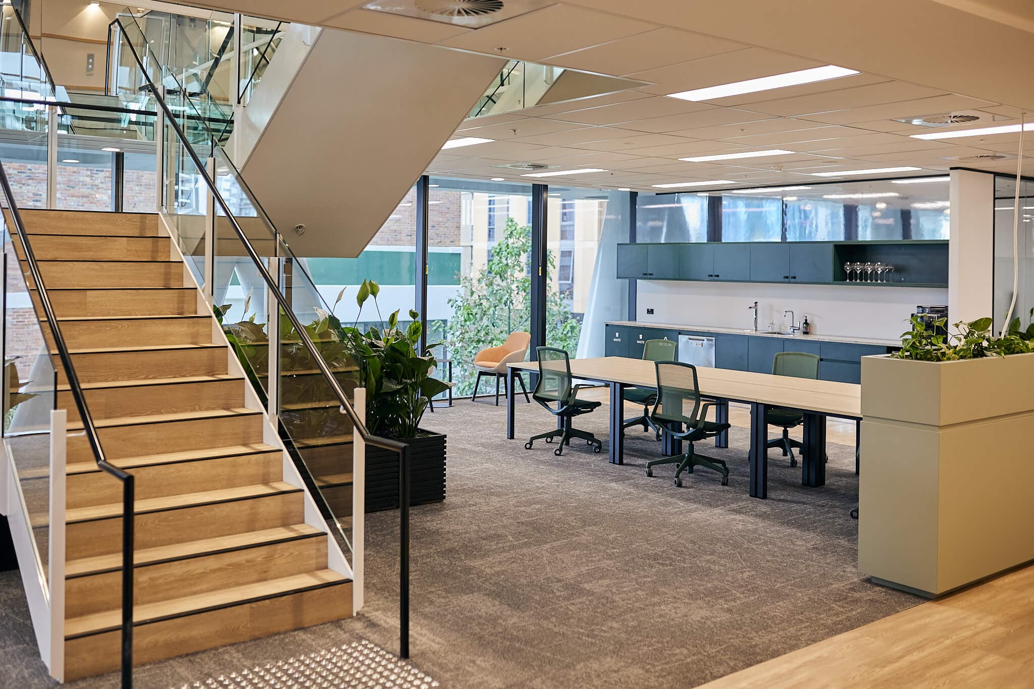 A modern and vibrant co-working and breakout space located in West Village, Queensland.